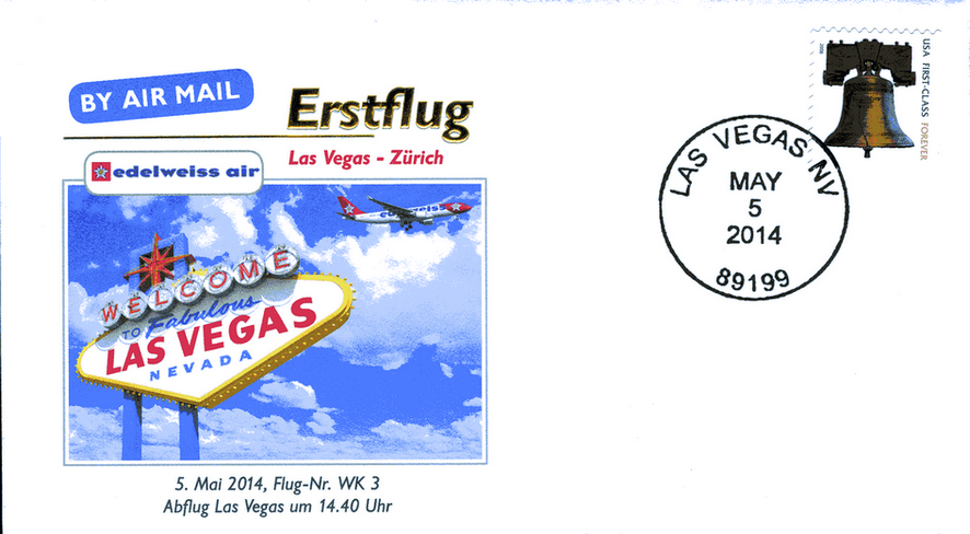 2014, Erstflug "Edelweiss Air" Las Vegas - Zürich