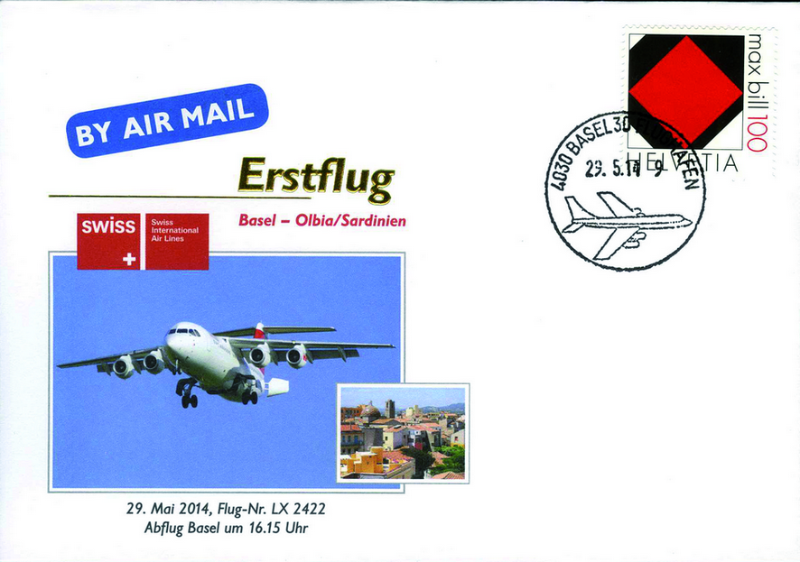 2014, Erstflug Swiss Airlines Basel-Olbia