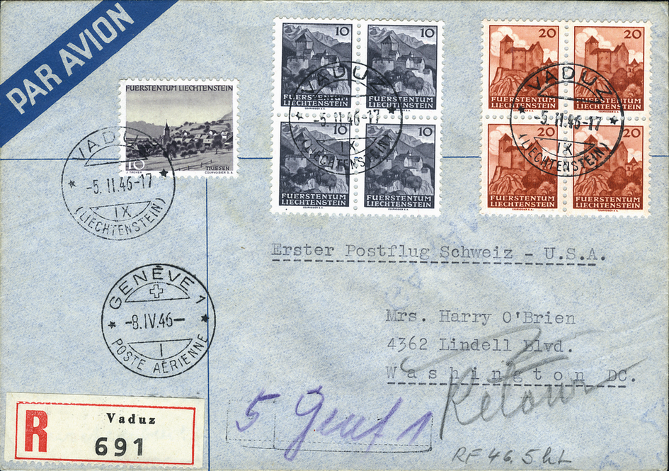1946, Genf-Washington ab Liechtenstein