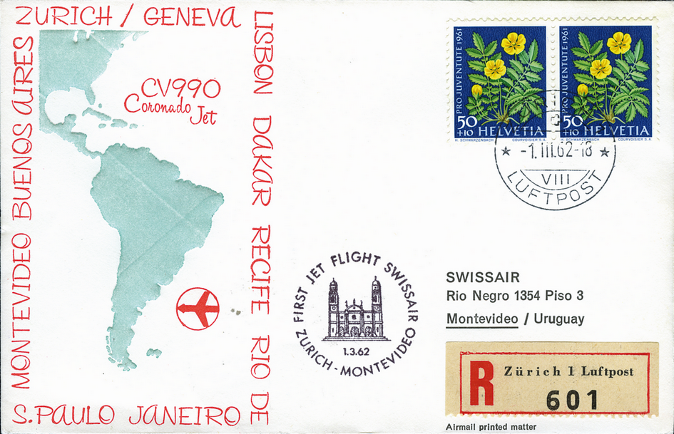 1962, SWISSAIR, Zürich-Montevideo