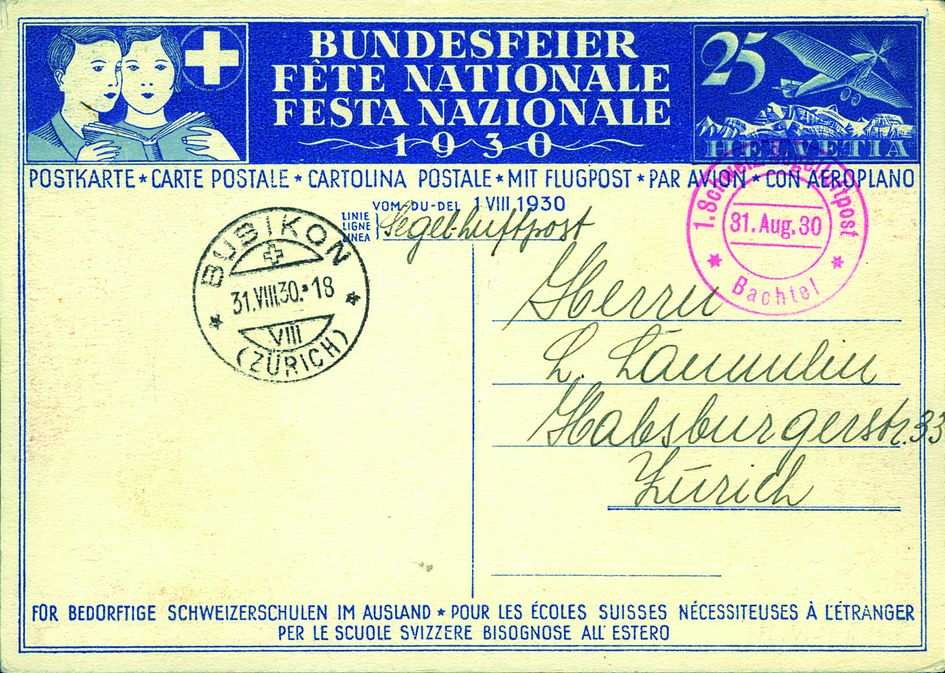 1930, Segelluftpost Bachtel