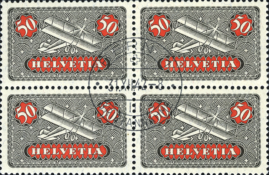 50 Rp. Flugzeug, schwarz-rot