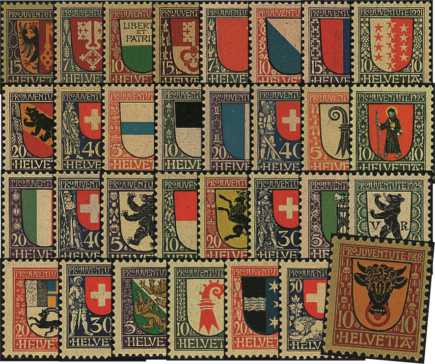 1918-1926, Kantons- und Schweizer Wappen