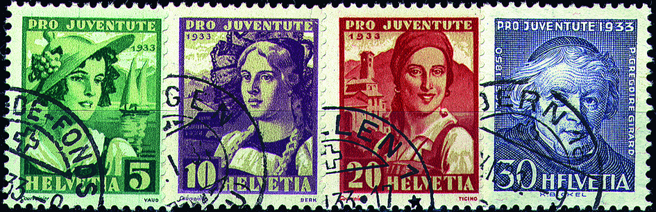 1933, Schweizer Frauentrachten und Bildnis Grégoire Girards