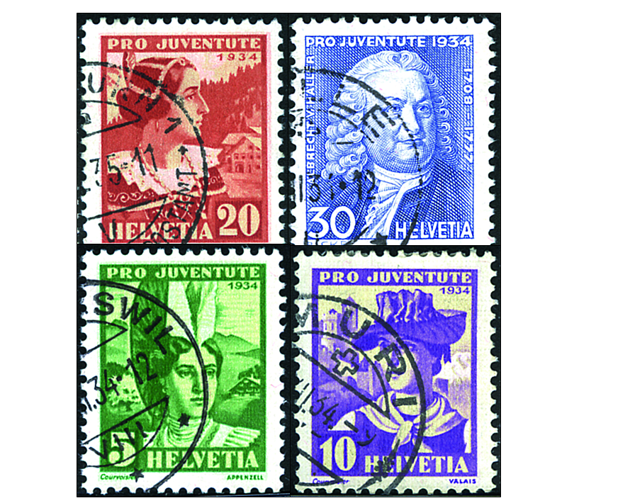 1934, Schweizer Frauentrachten und Bildnis Albrecht von Hallers