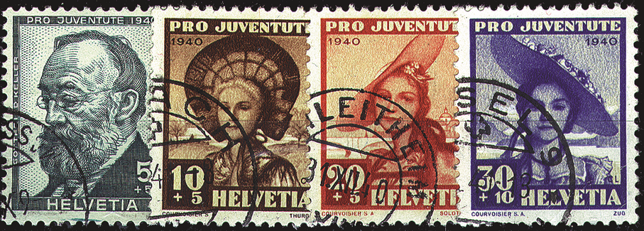 1940. Bildnis Gottfried Kellers und Schweizer Frauentrachten