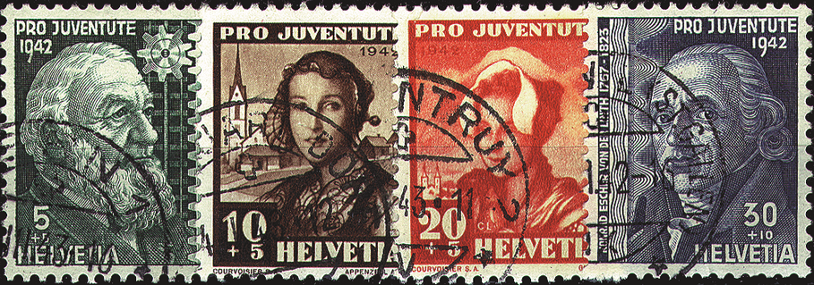 1942, Bildnisse N. Riggenbachs und K.Eschers von der Linth, und Schweizer Frauentrachten