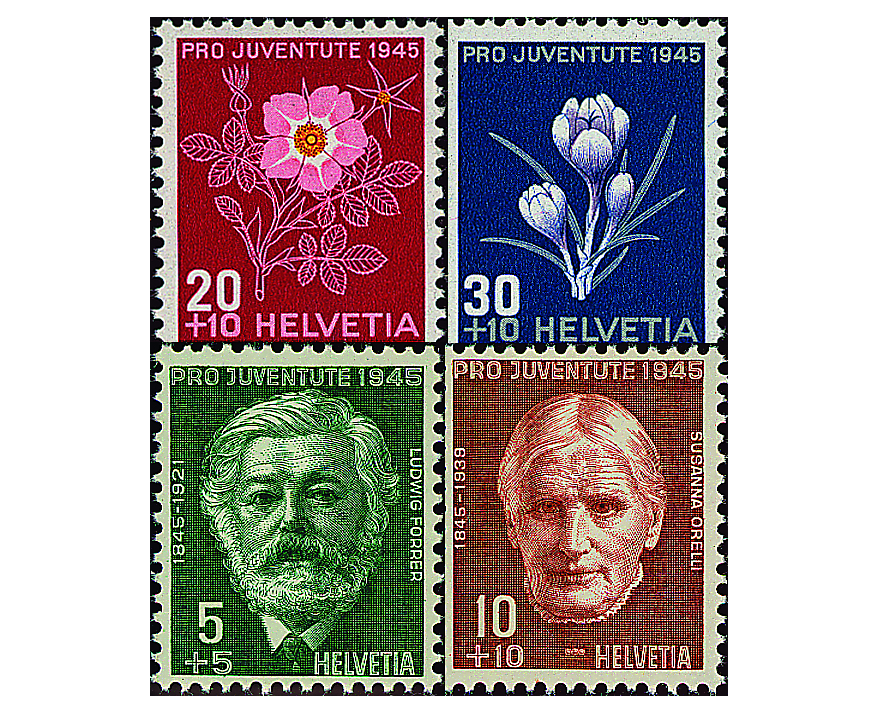 1945, Bildnisse Ludwig Forrers und Susanne Orellis und Alpenblumenbilder