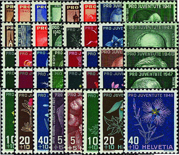1943-1949, Pro Juventute Komplett-Kollektion