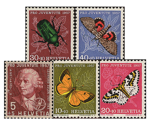 1957, Bildnis Leonhard Eulers und Insektenbilder