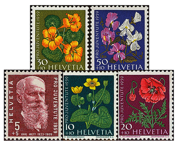 1959, Bildnis Karl Hiltys, Wiesen- und Gartenblumen