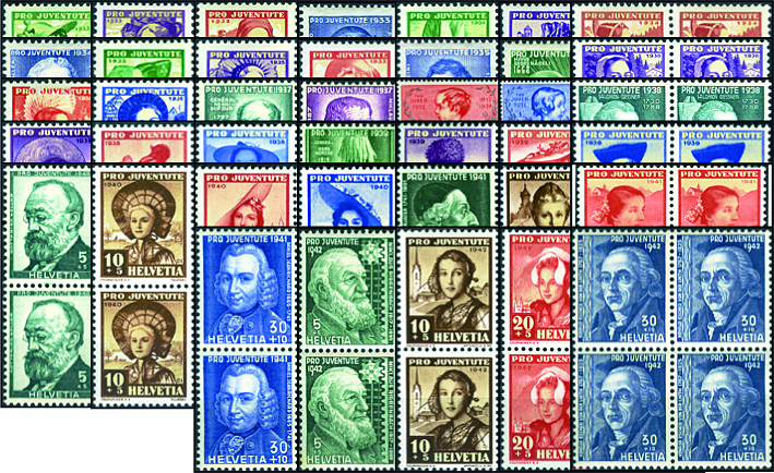1933-1942, Pro Juventute Komplett-Kollektion