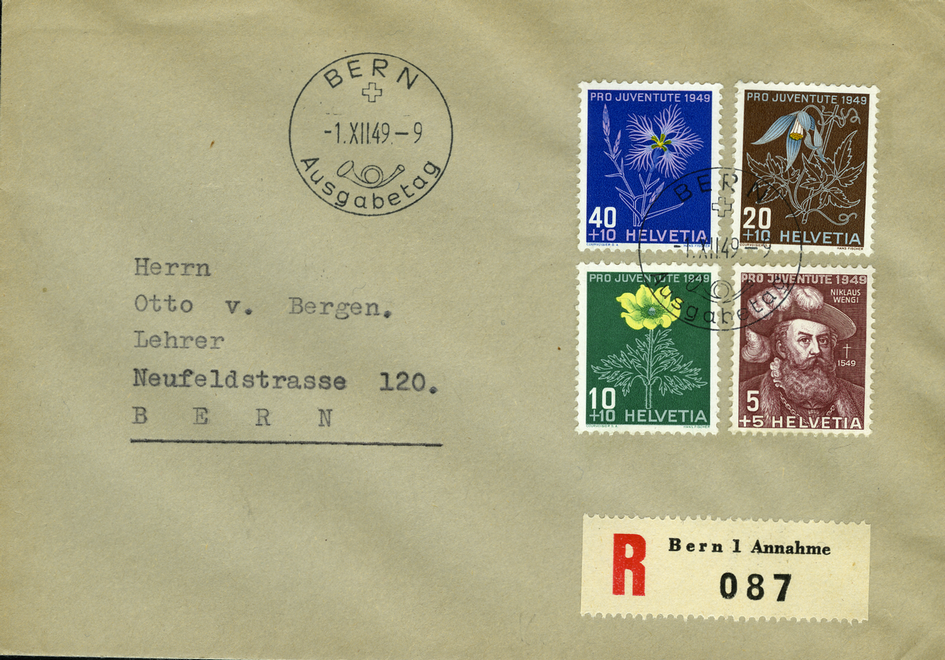 1949, Bildnis Niklaus Wengis und Alpenblumenbilder