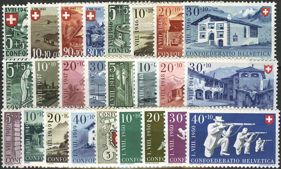1945-1950 Pro Patria Komplett-Kollektion
