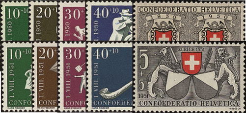 1950-1951 Pro Patria Komplett-Kollektion