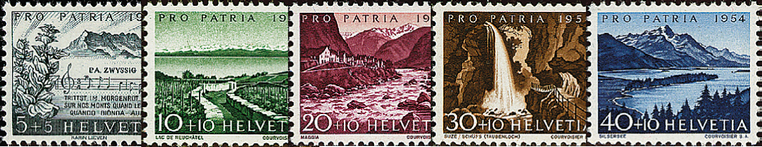 1954, Schweizer Psalm, Seen und Wasserläufe