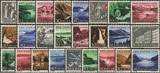 1952-1956, Pro Patria Komplett-Kollektion