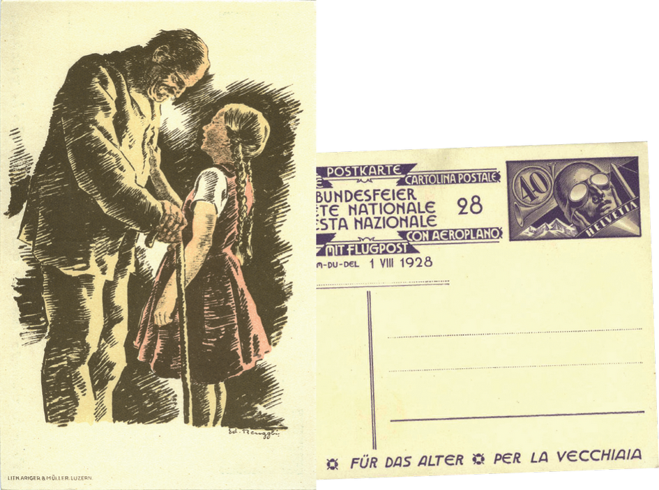 10 Rp. Grossvater mit Mädchen