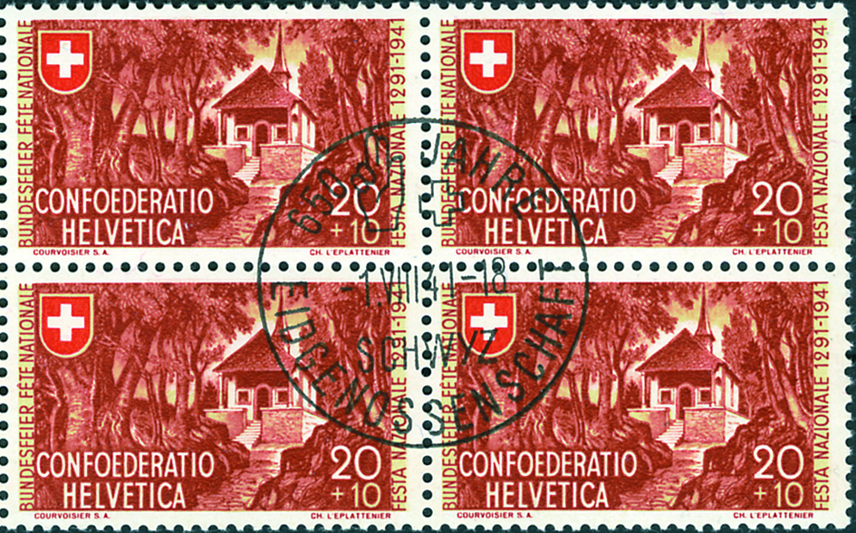 20+10 Rp. bräunlichzinnober-gelb-rot, "Bräunlichzinnober statt zinnober"