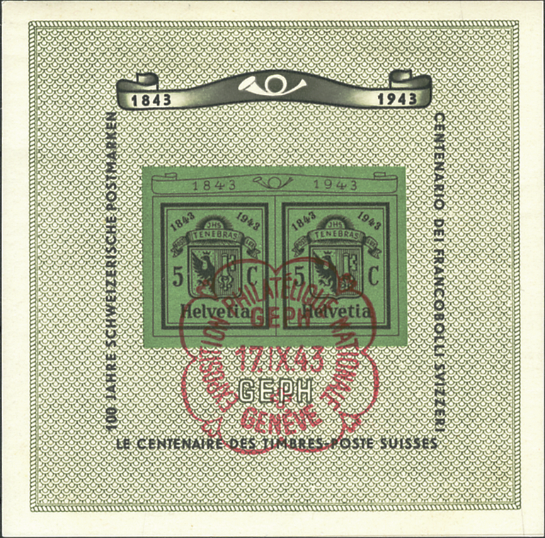 1943, Nationale Briefmarkenausstellung in Genf (GEPH)