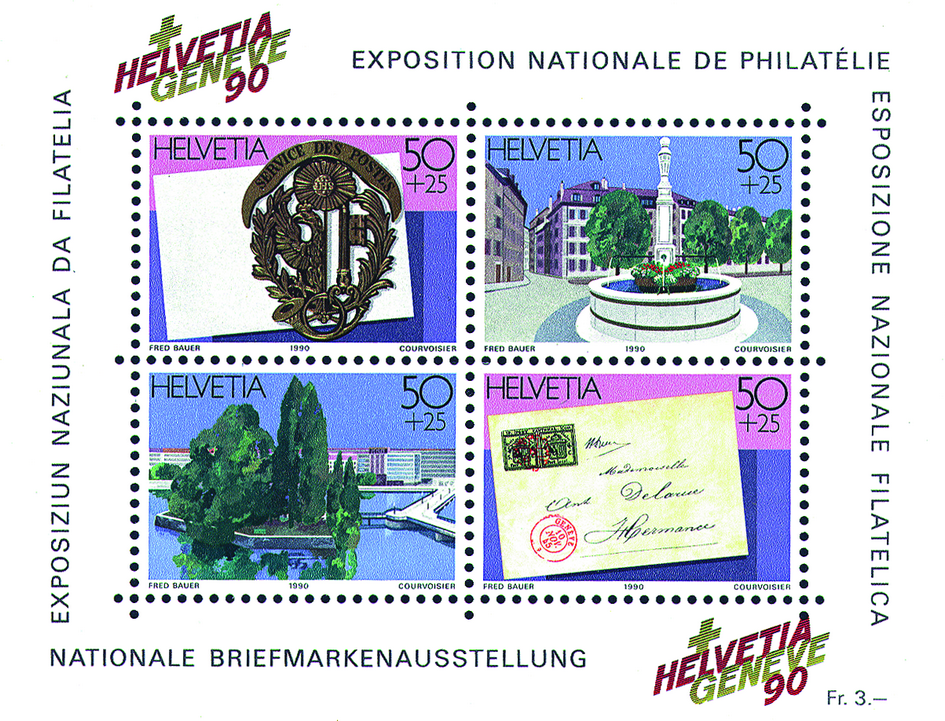 1990, Nationale Briefmarkenausstellung in Genf (HELVETIA GENEVE 90)