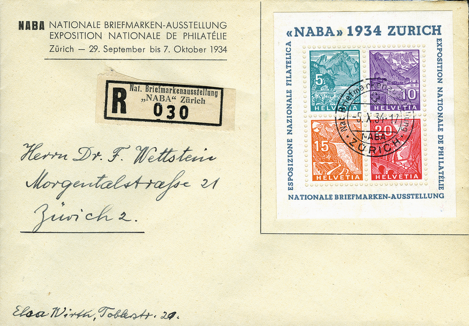 1934, Nationale Briefmarkenausstellung in Zürich (NABA)