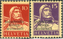 1918, Freimarken mit dreizeiligem Aufdruck "Industrielle Kriegswirtschaft"