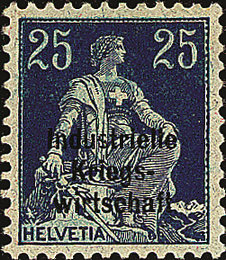 25 Rp. Helvetia mit Schwert, blau-hellblau
