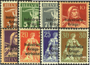 1918, Freimarken mit dreizeiligem Aufdruck "Industrielle Kriegswirtschaft"