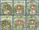 1911-1926, Schweizer Wappen und Alpenrosen, blaugrünes Papier