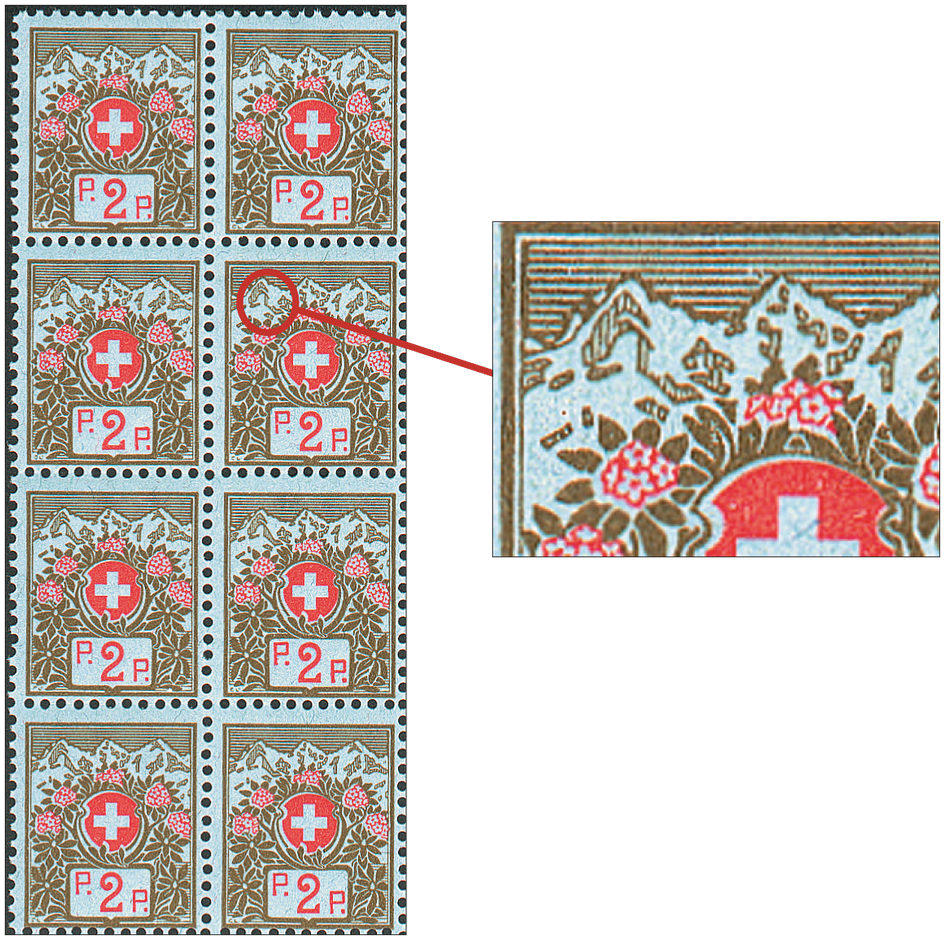 2 Rp. olivgrün-zinnober, "Schneebrett am Eiger"