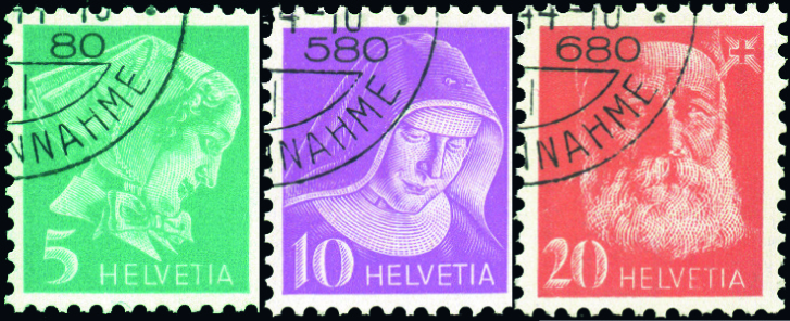 1935-1943, Krankenpflegerinnen und Bildnis Henri Dunants, Kreidepapier, glattes Papier