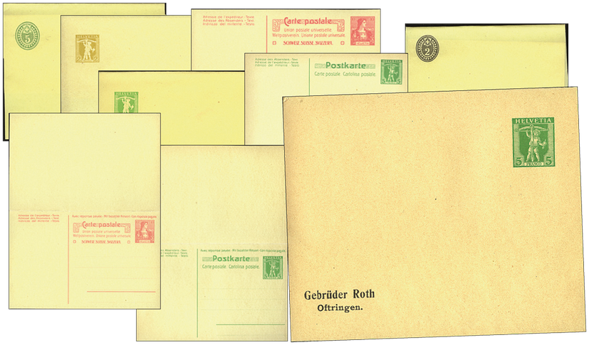 1883-1908, Ganzsachen-Klassiker mit 9 archivfrischen Stücken