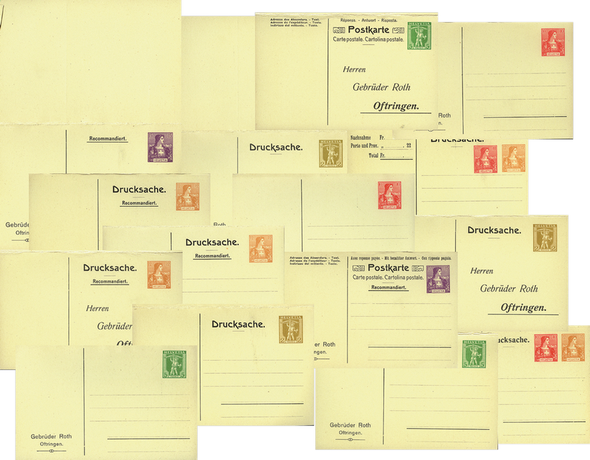 1907, private Doppelpostkarten mit Wertstempel