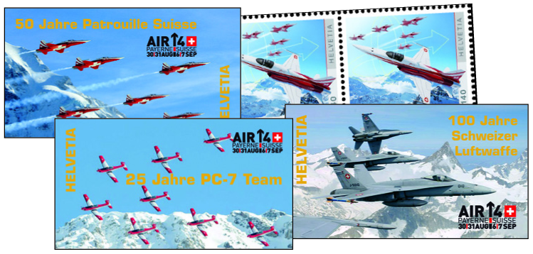 2014, AIR 14 - Payerne, 3 Markenheftchen