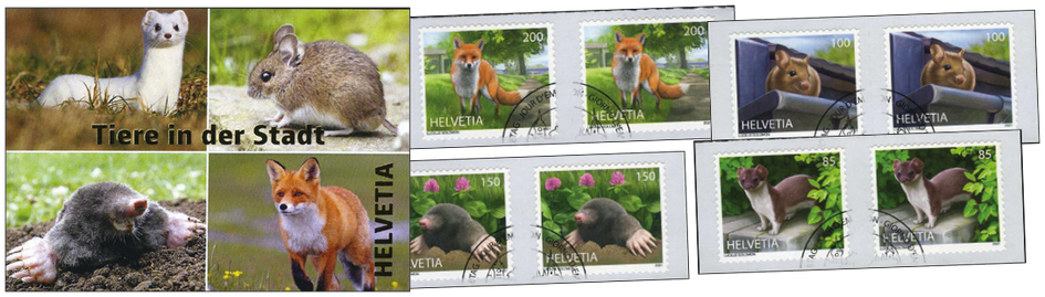 2021, Tiere in der Stadt, 4 Markenhefte