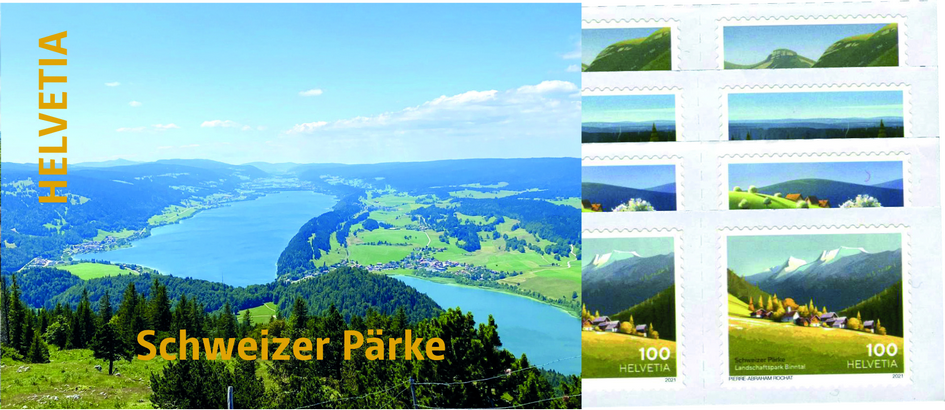2021, Schweizer Pärke, 4 Markenhefte