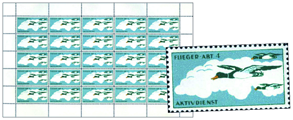 1940, Flieger Abteilung 4, Wildenten im Überflug, blaugrün-dunkelgrün-gelb
