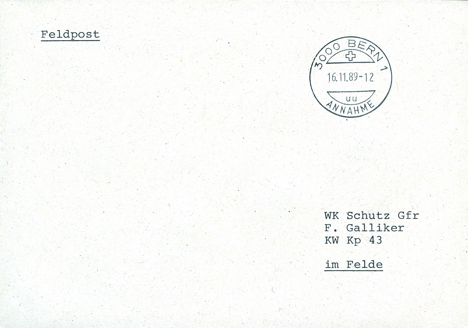 1989, Feldpost-Brief, frankaturbefreit