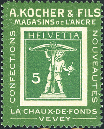 5 Rp. Tellknabe, Type 1, Rahmen grün