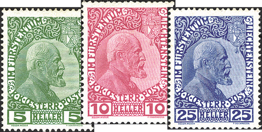 1912, Fürst Johann II., mit Umschrift und Wappen