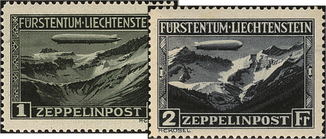 1931, Sonderflugpostmarken für den Zeppelinflug vom 10. Juni 1931