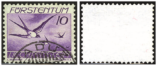 10 Rp. violett, weisser Gummi