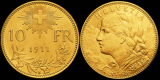 1911, 10 Fr. Gold-Vreneli