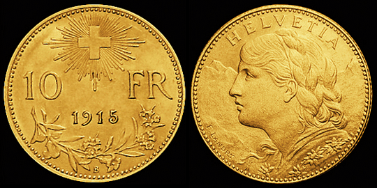 1915, 10 Fr. Gold-Vreneli