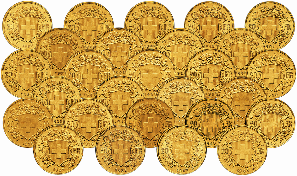 1897-1949, 20 Fr. Gold-Vreneli Komplett-Kollektion