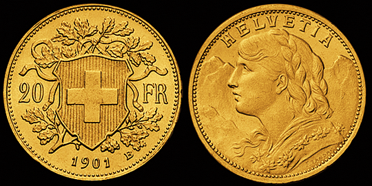 1901, 20 Fr. Gold-Vreneli