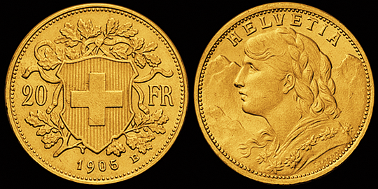 1905, 20 Fr. Gold-Vreneli