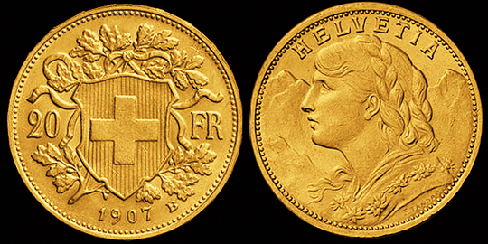 1907, 20 Fr. Gold-Vreneli
