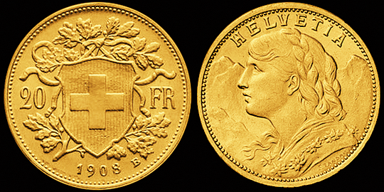 1908, 20 Fr. Gold-Vreneli
